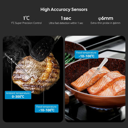 Bluetooth Meat Thermometer with Long and Short Probes for BBQ