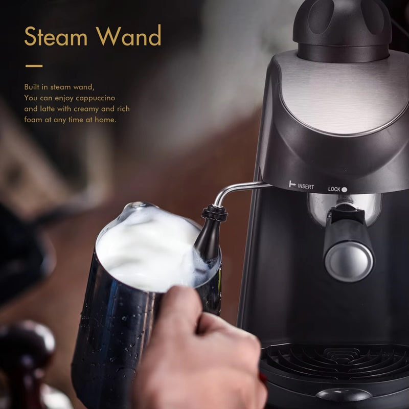 3.5 Bar Espresso Maker Featuring Integrated Steam Wand