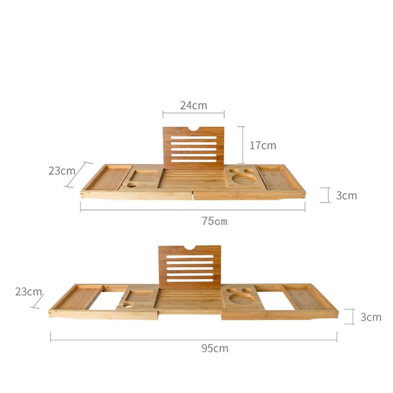 Versatile Bamboo Bath Caddy Tray with Adjustable Compartments