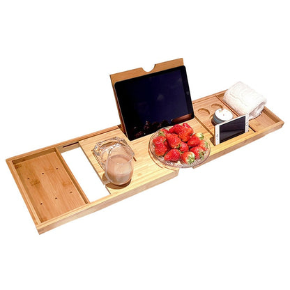 Versatile Bamboo Bath Caddy Tray with Adjustable Compartments