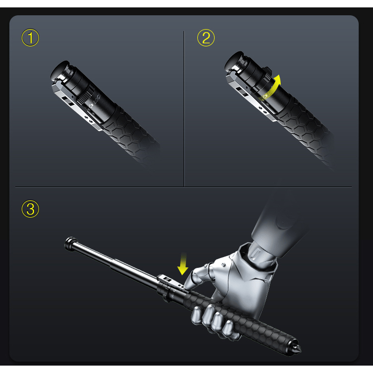 Compact Self-Defense Baton with Quick-Deploy Glass Breaker