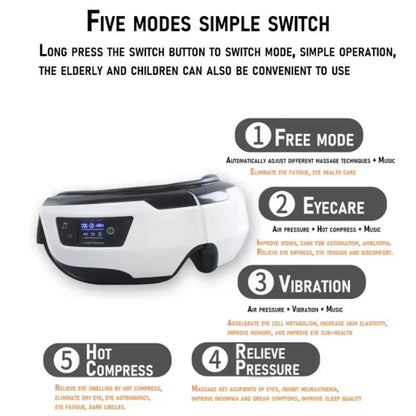 Portable Eye Massager - Bluetooth Music, Soothing Heat & Vibration