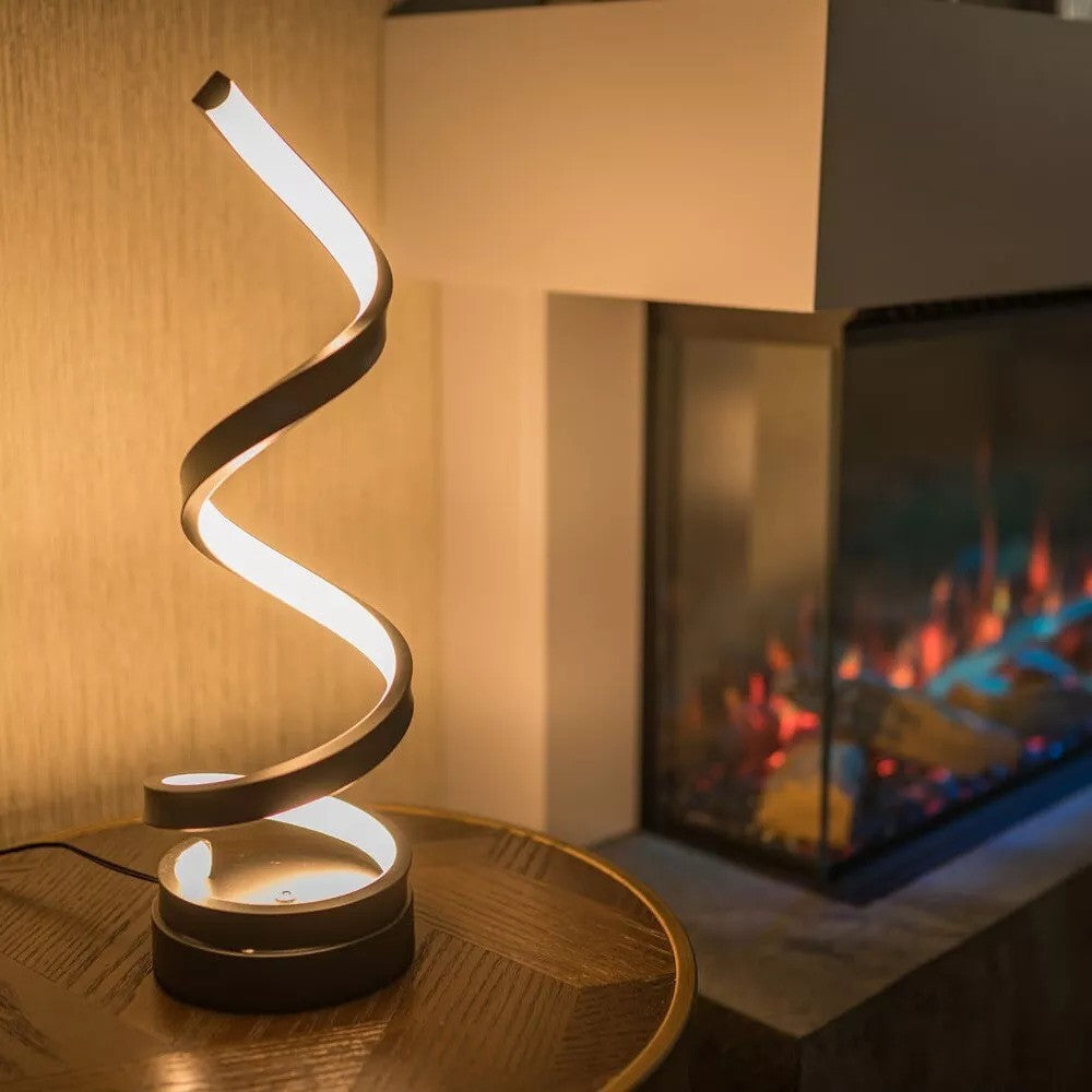 Sleek Spiral Table Lamp for Modern Aesthetic Interiors