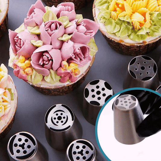 14-Piece Piping Nozzle Set for Cake Decorating | Stainless Steel & Silicone
