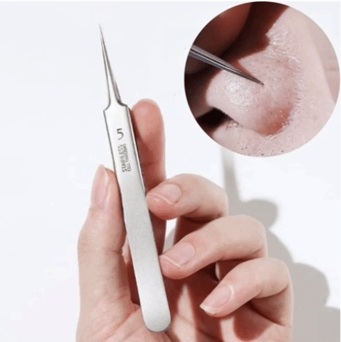 Stainless Steel Precision Tweezers with Ultra-fine Tip for Pore Care
