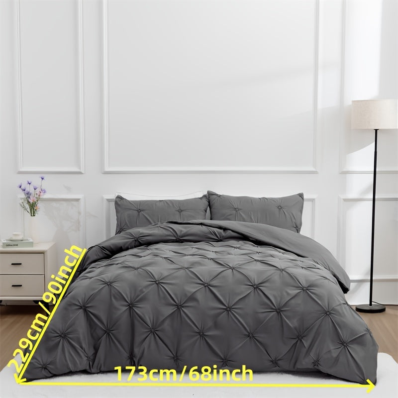 Pintuck Pattern White Quilt Cover Set