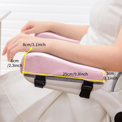 Memory Foam Armrest Cushion | Washable Comfort Pad | Universal Fit | Black, Gray, Blue, Pink