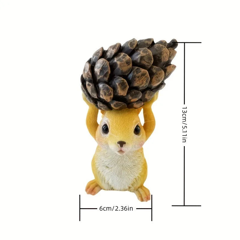 Squirrel Garden Sculpture – Hand-Painted Resin Decor, Weatherproof Animal Figure