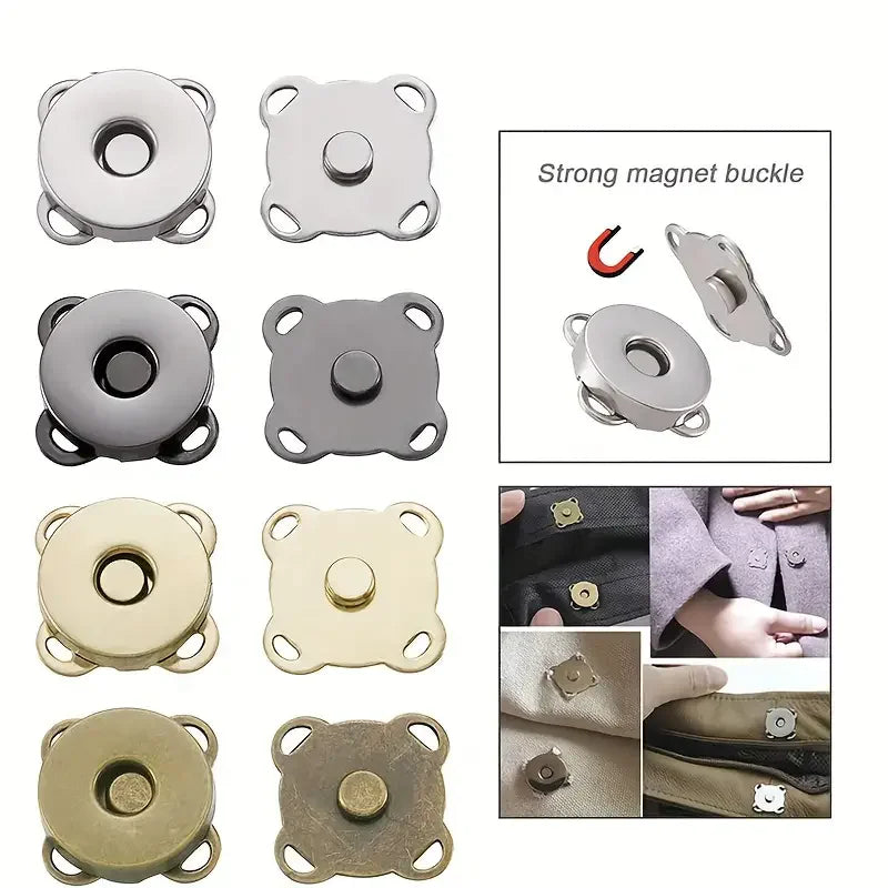 Magnetic Snap Button Set 1.4 cm | Metal Flower Design | 10 Pack for Sewing