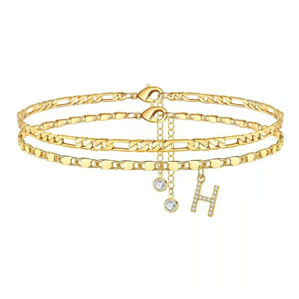Customizable Layered Anklet | Adjustable & Hypoallergenic | Gold/Silver | 21.5 cm + 5 cm