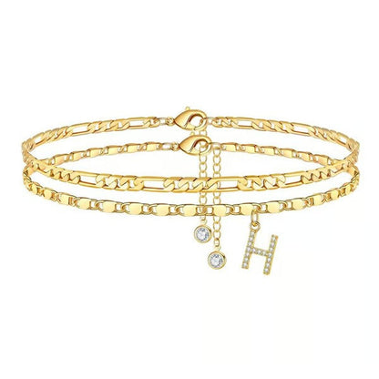 Customizable Layered Anklet | Adjustable & Hypoallergenic | Gold/Silver | 21.5 cm + 5 cm