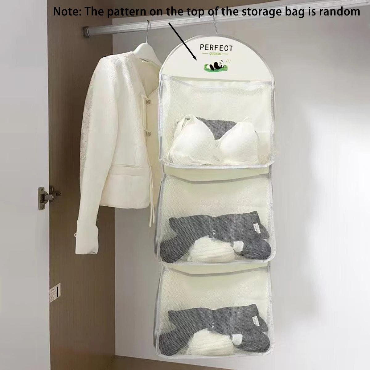 Hanging Closet Organizer with 3-Tier Mesh Storage – Breathable Solution