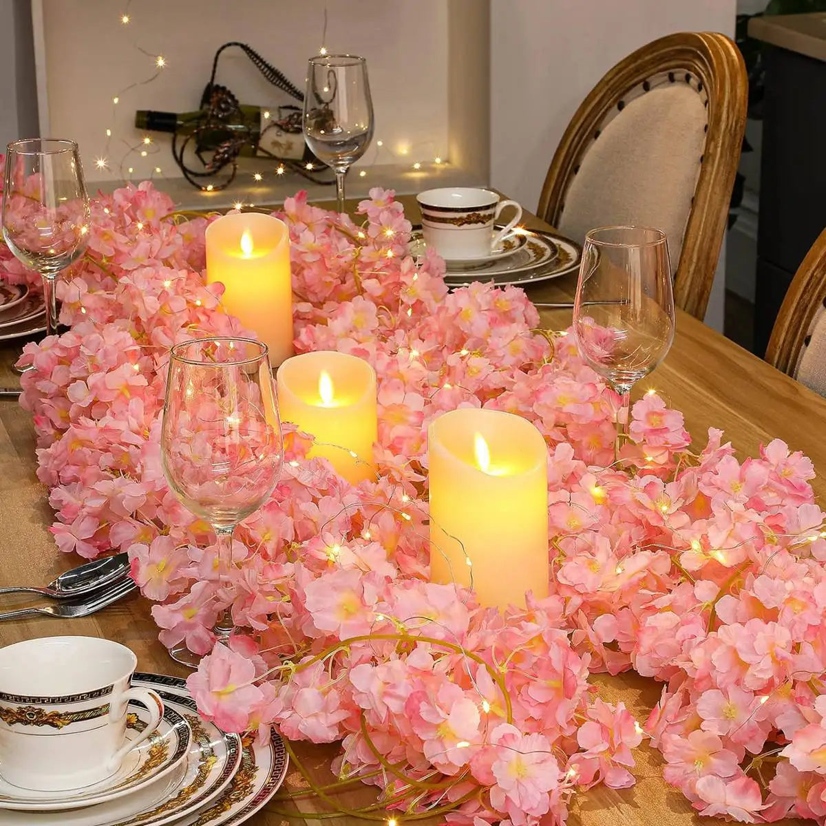 Cherry Blossom LED String Lights | 20 Bulbs | Romantic Bedroom & Party Decor