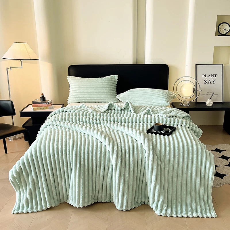 Cozy Striped Blanket | Soft Throw for Sofa & Bed | Lightweight All-Season Warmth | Trendy Spring Home Decor