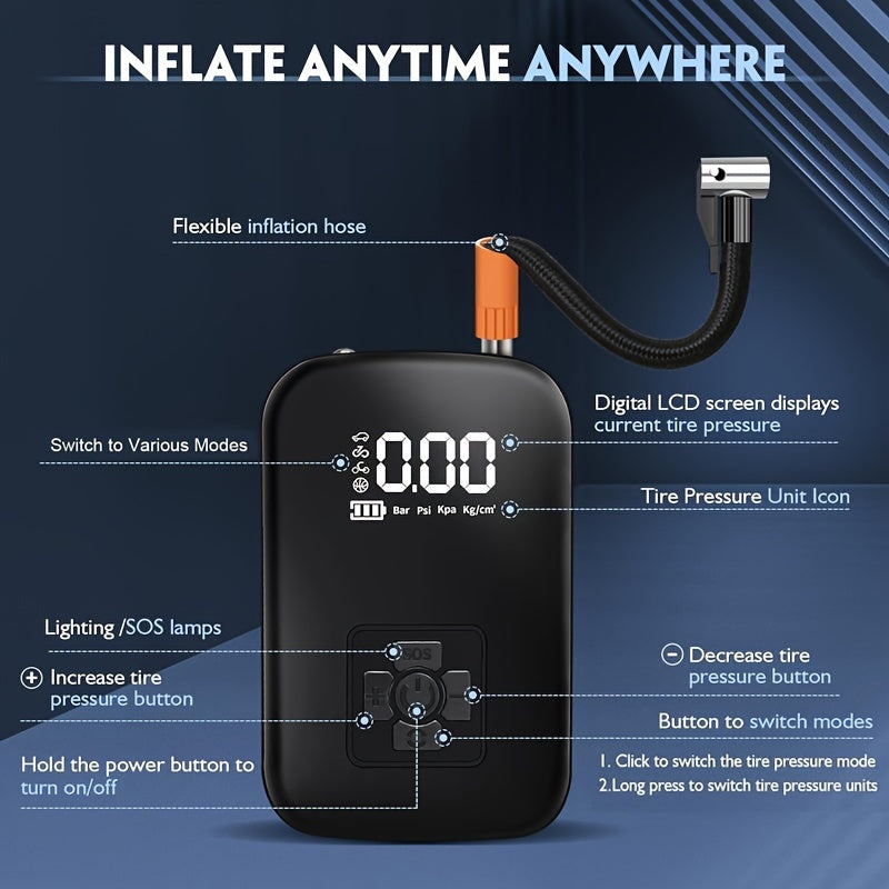 Portable Air Compressor with Digital Display & LED Light