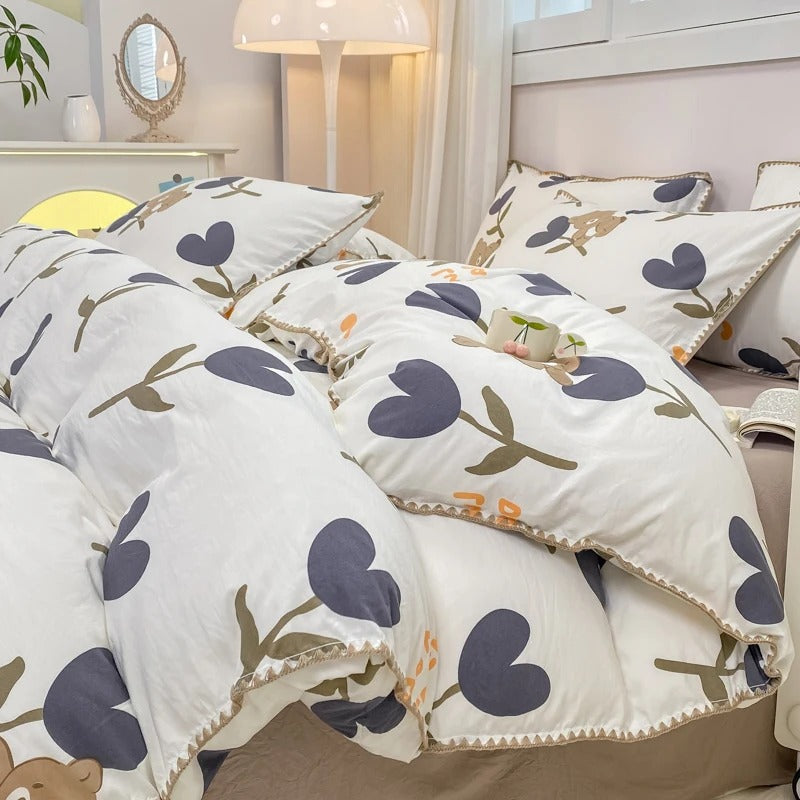 Complete Bedroom Set Featuring Nature-Inspired Bedding Collection