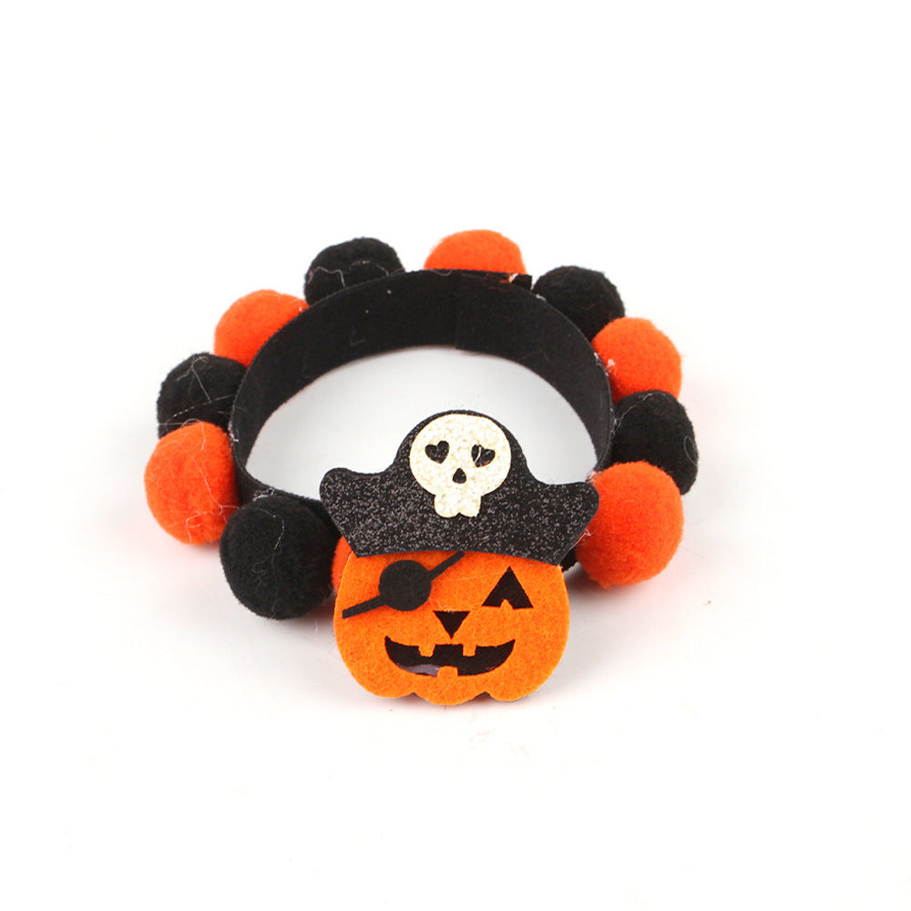 Adjustable Halloween Collar for Dogs and Cats – Pumpkin & Skull Patterns
