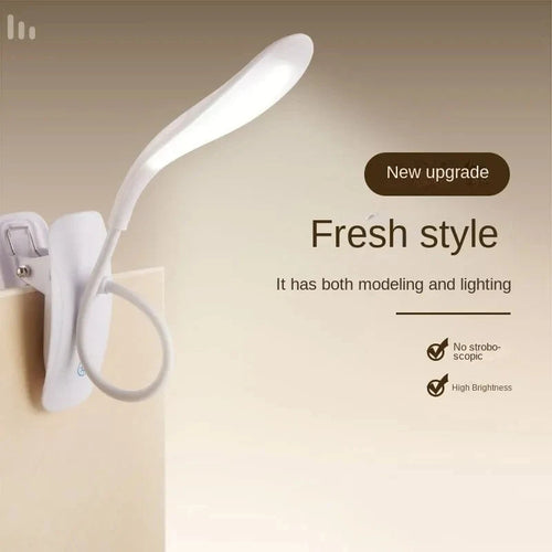 Rechargeable LED Desk Lamp with Touch Dimming and Clip Holder
