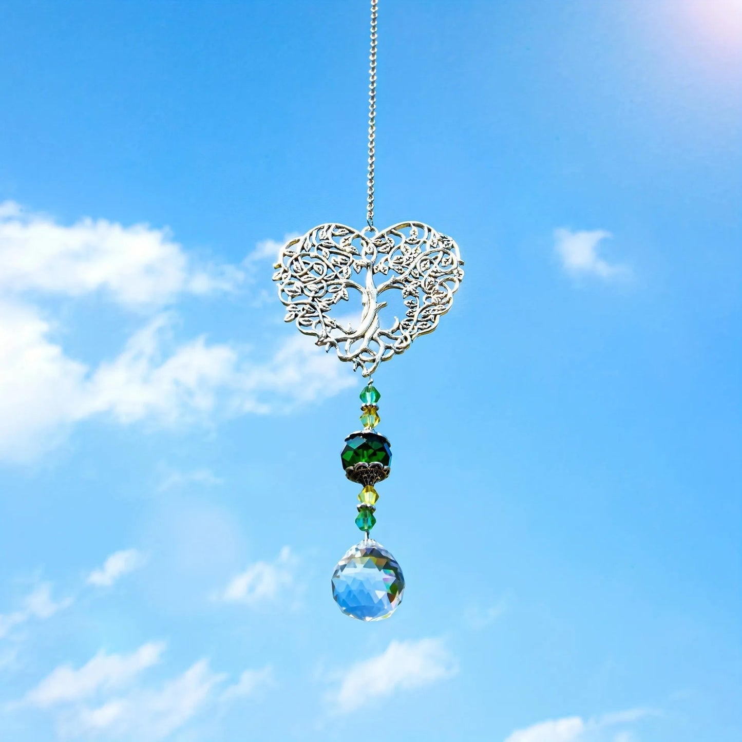 Lightweight Tree Crystal Sun Catcher | Tree of Life Window & Garden Decor | Decorative Gift