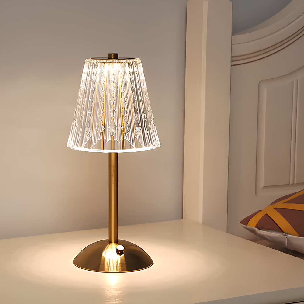 Touch-Controlled Crystal Table Lamp – Cordless and Rechargeable