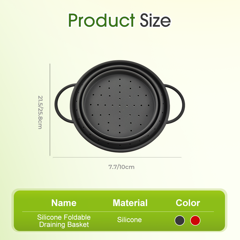 Collapsible Silicone Strainer for Quick, Space-Saving Draining