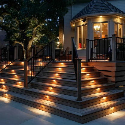 Solar-Powered LED Step Lights for Outdoor Stairs, Garden Paths, and Patios