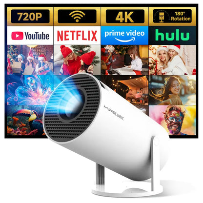 4K Mini Projector with Android 11, Dual WiFi 6, 260 ANSI, Wireless 5.0