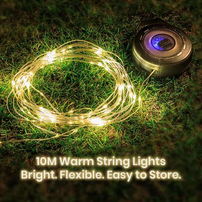 Tangle-Free Portable Lantern with Retractable Cable | USB-C Rechargeable, IPX4 | 14-Hour Runtime & 3 Lighting Modes