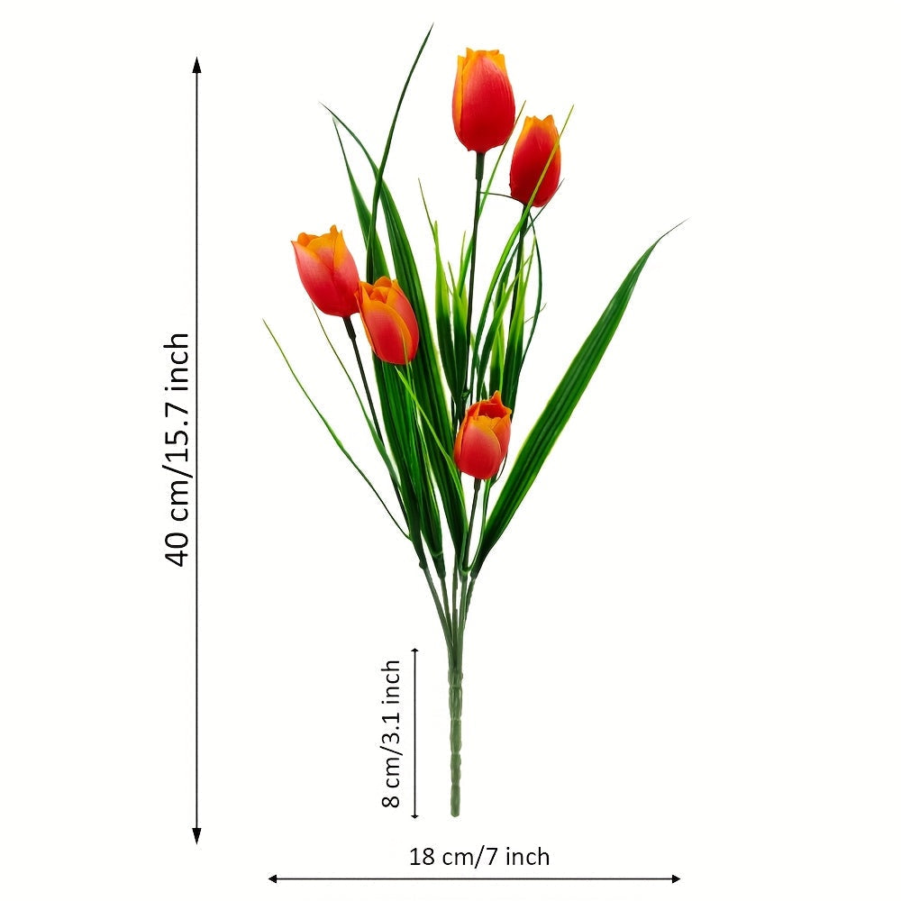 6-Pack Artificial Tulip Bouquets – UV-Resistant and Realistic for Home and Garden Decor