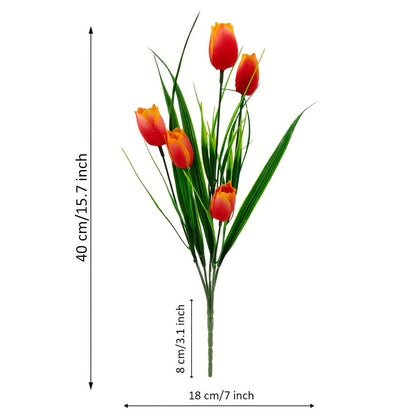 6-Pack Artificial Tulip Bouquets – UV-Resistant and Realistic for Home and Garden Decor