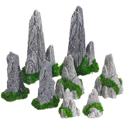 Miniature Rock Decorations Set - 8-Piece Resin Landscape & Desk Decor