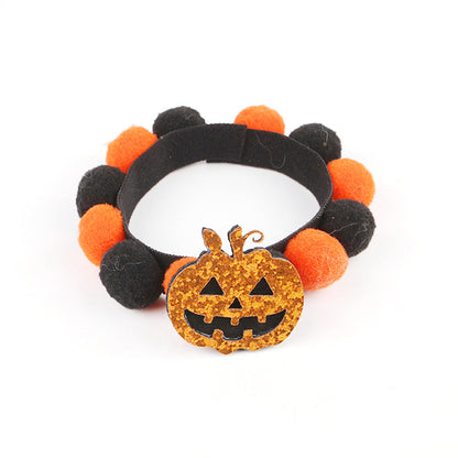 Adjustable Halloween Collar for Dogs and Cats – Pumpkin & Skull Patterns
