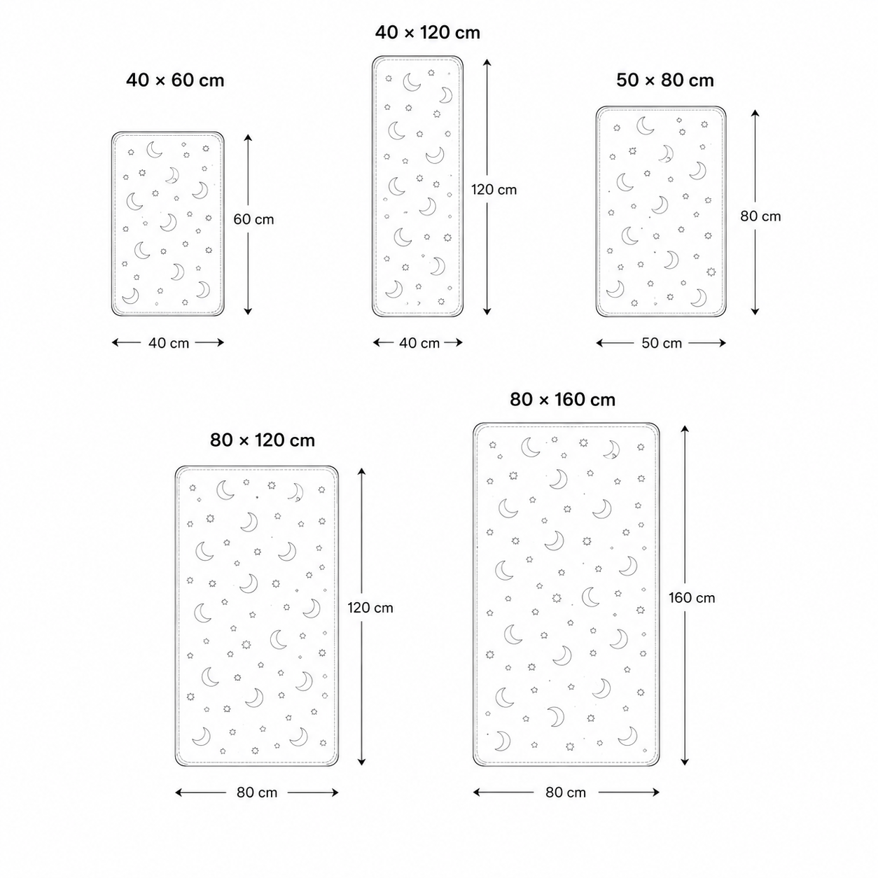 Glow in the Dark Area Rug for Children – Moon and Star Pattern