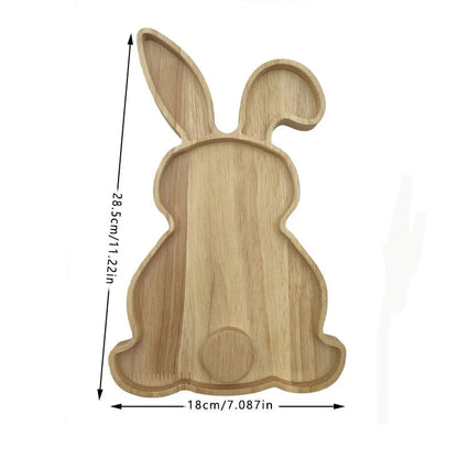 Easter Serving Tray in Wooden Bunny Shape | Decorative Tabletop for Holidays