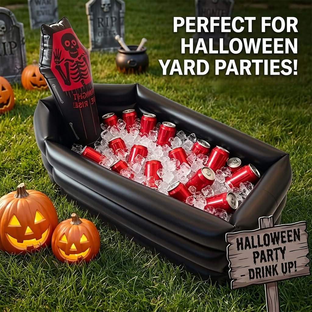 Inflatable Party Cooler Shaped Like a Halloween Tombstone