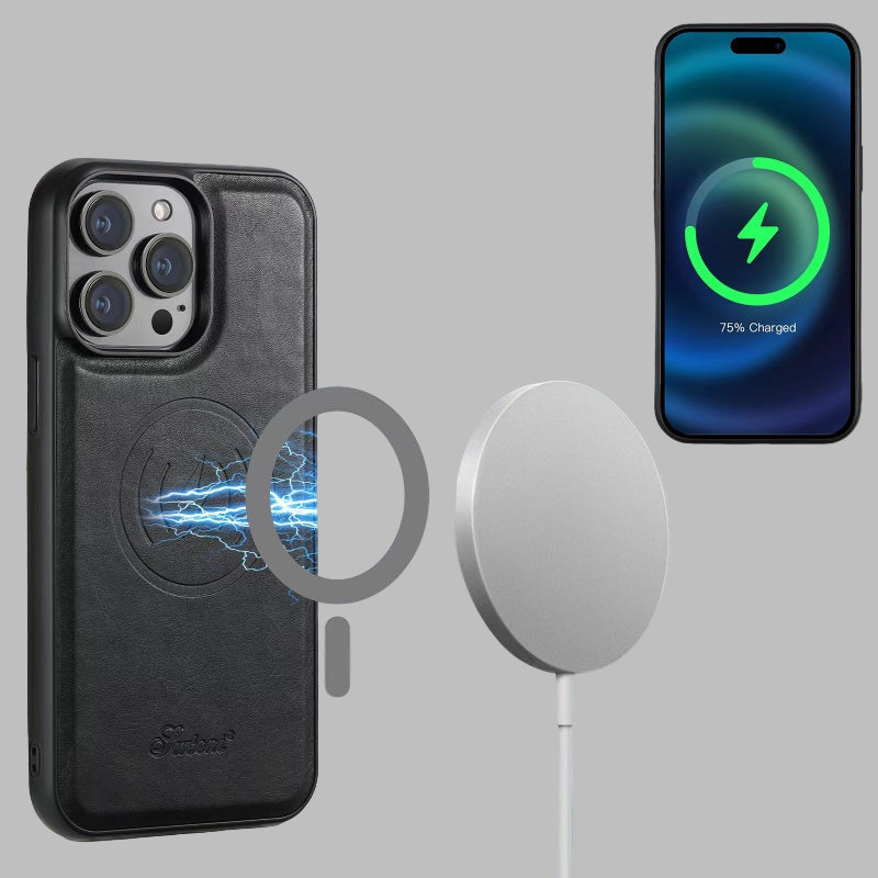 Leather Phone Case with Card Holder and Stand – Compatible with iPhone