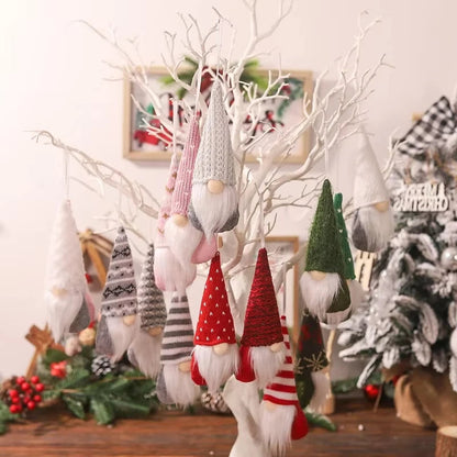 3-Piece Scandinavian Gnome Decoration Set | Fabric and Plush | Hanging Ornaments for Christmas Tree & Home
