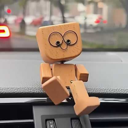 Charming Bobblehead Décor | Handcrafted Natural Wood | 8 cm