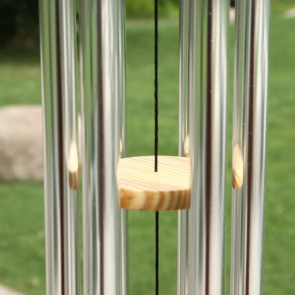 Silver Wind Chime with 6 Tubes | Bell Tone | Wall and Door Decoration for Home & Garden