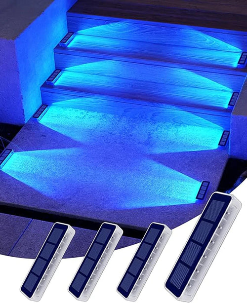 Solar Step Lights Set of 4 | 6 LED | Waterproof IP68 | Warm White or Blue
