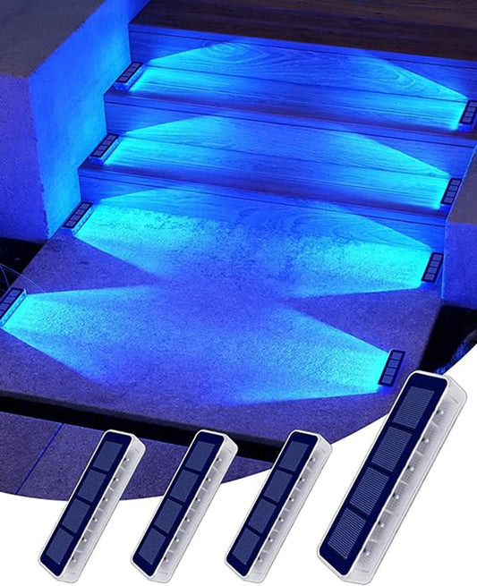 Solar Step Lights Set of 4 | 6 LED | Waterproof IP68 | Warm White or Blue