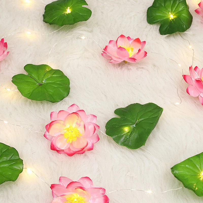 LED Lotus String Lights – Artistic Simulation – Battery & USB Powered – Garden, Pool & Wedding Decor