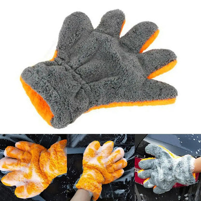 Dual-Sided Microfiber Car Wash Glove | Scratch-Free 5-Finger Design