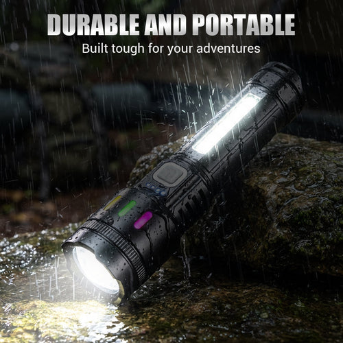 Valentine's Day Special: 50% Off! Multifunctional LED Flashlight with Zoom & Battery Indicator – Ultra Bright with Extended Range!