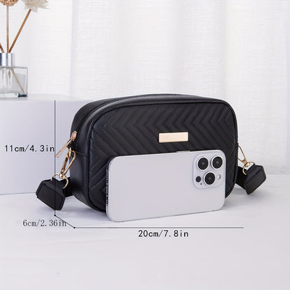 Black Sequin-Embellished PU Messenger Bag – Stylish Shoulder Bag with Detachable Strap