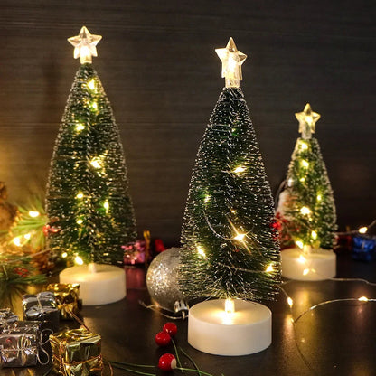 Mini LED Christmas Tree with Copper Wire Lights and Snow Effect - 16-21 cm, Warm White or Multicolor, Battery Operated