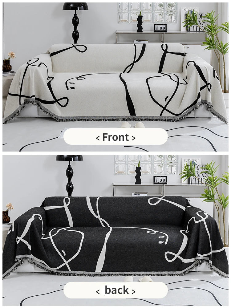 Chenille Sofa Cover Set in Black – Dust Resistant, Soft, and Versatile