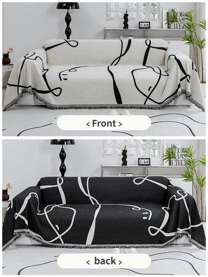 Chenille Sofa Cover Set in Black – Dust Resistant, Soft, and Versatile