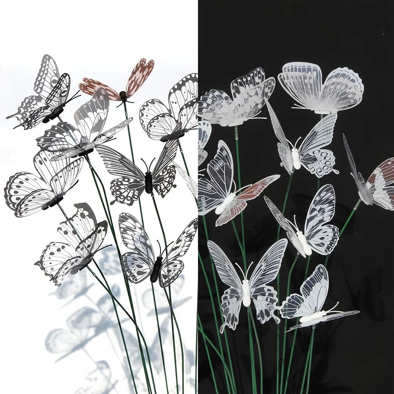 Garden Decoration Butterfly Stakes, Set of 10 | Realistic Design | PVC Material | Outdoor Decor