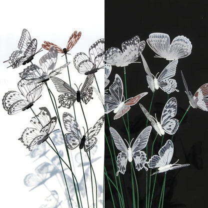 Garden Decoration Butterfly Stakes, Set of 10 | Realistic Design | PVC Material | Outdoor Decor